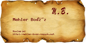 Mehler Boáz névjegykártya